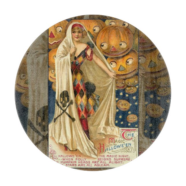 Antique Halloween Jack O Lantern Costume Woman Cutting Board (Front)