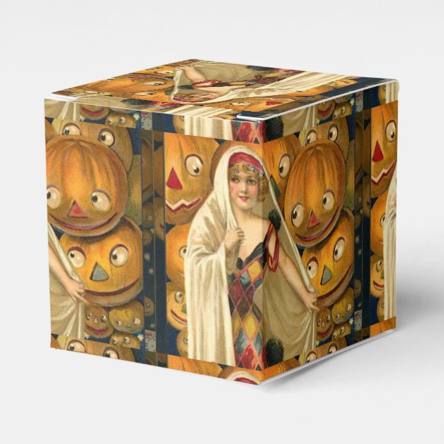 Antique Halloween Jack O Lantern Costume Woman Favour Box (Front Side)