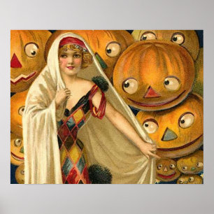 Antique Halloween Jack O Lantern  Poster