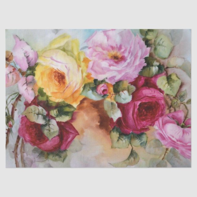 Antique Hand Painted Limoges Roses Gift Tissue Tis Tissue Paper (Front)