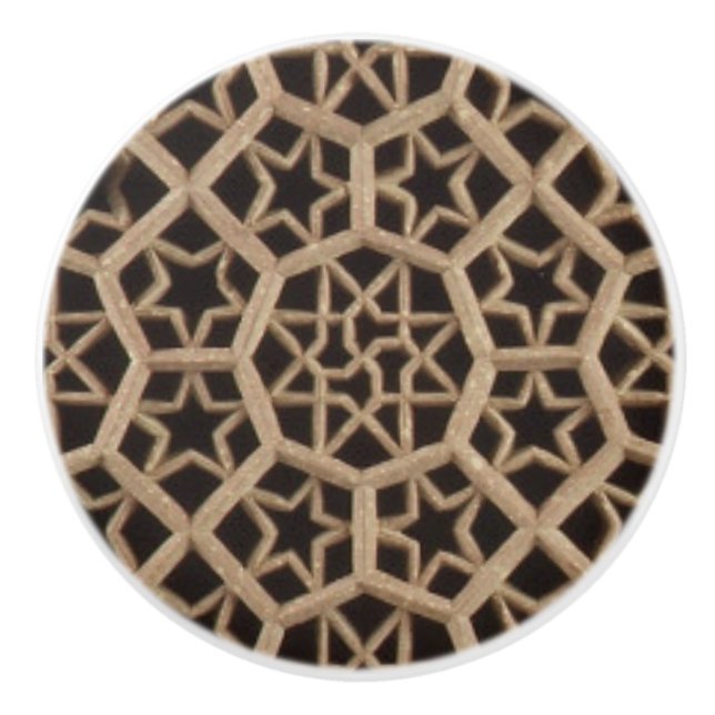 Antique Harem Screen Carving Abstract Pattern Ceramic Knob (Front)