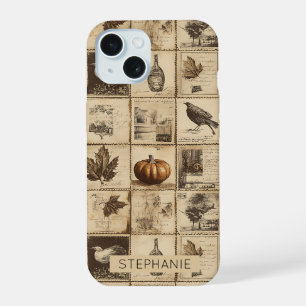 Antique Harvest Pumpkin Maple Leaf Sepia iPhone 15 Case
