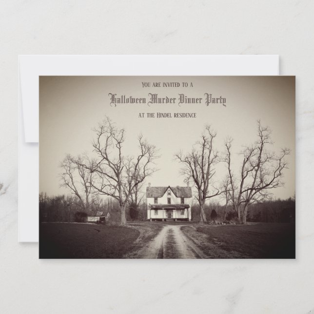 Antique haunted house custom Halloween invitation (Front)