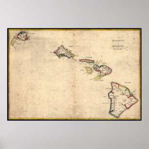 Antique Hawaii Map Poster