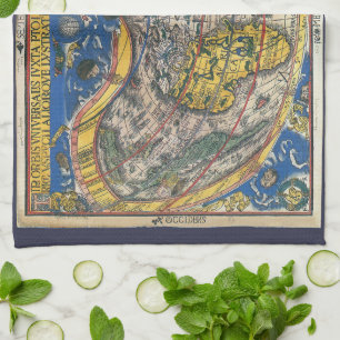 Antique Heart Shaped World Map by Peter Apian 1520 Tea Towel