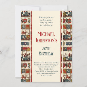 Antique Heraldry History Lover's Birthday Party Invitation