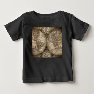 Antique Historical Old World Atlas Map Continents Baby T-Shirt
