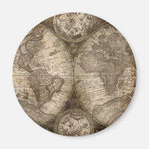 Antique Historical Old World Atlas Map Continents Magnet