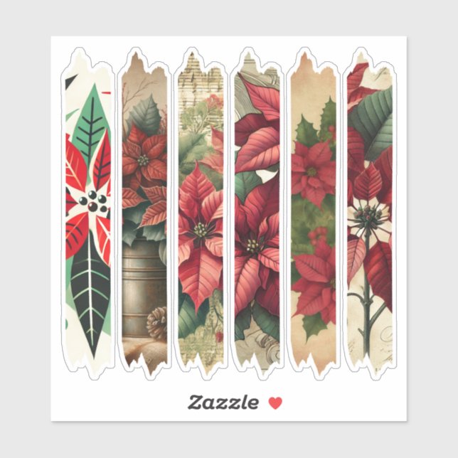 Antique Holiday Poinsettia Washi Tape Planner (Sheet)