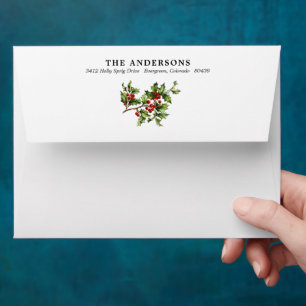 Antique Holly Christmas Holiday Envelope