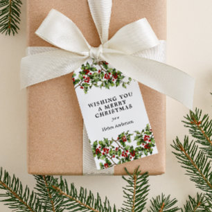 Antique Holly Christmas Holiday  Gift Tags