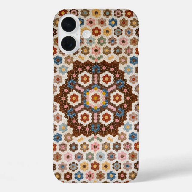 Antique Honeycomb Quilt Pattern - Folk Art Crafty  Case-Mate iPhone Case (Back)