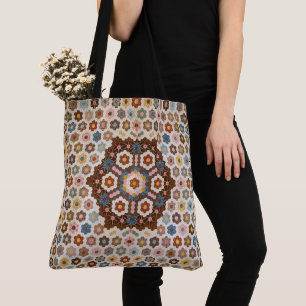 Antique Honeycomb Quilt Pattern - Folk Art Crafty  Tote Bag