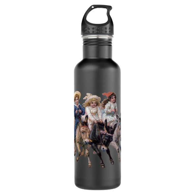 Antique horse pony children art 710 ml water bottle (Front)