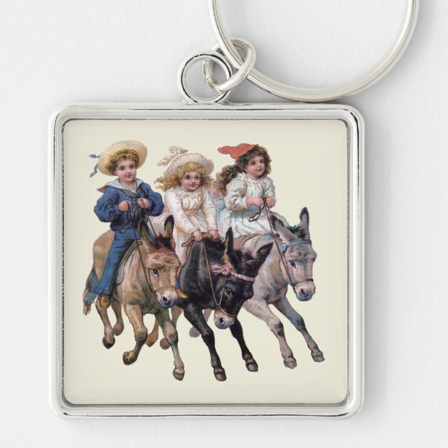 Antique horse pony children art key ring (Front)