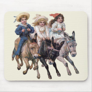 Antique horse pony children art mouse mat