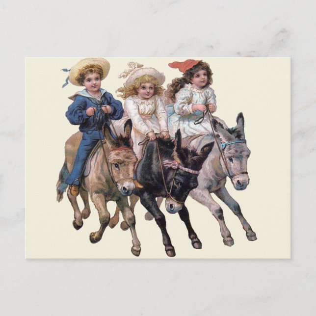 Antique horse pony children art postcard (Front)