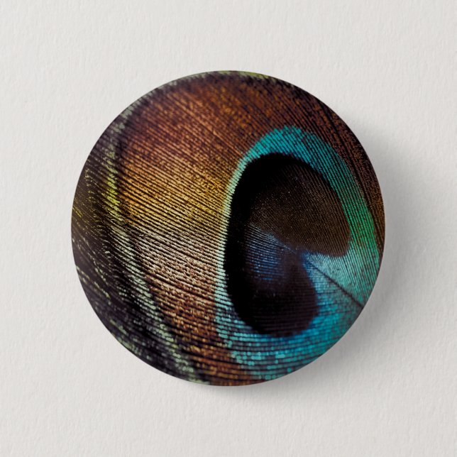 Antique Hues Peacock Feather Eye 6 Cm Round Badge (Front)