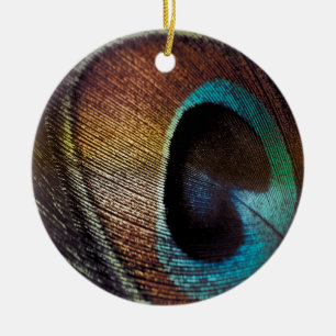 Antique Hues Peacock Feather Eye Ceramic Tree Decoration
