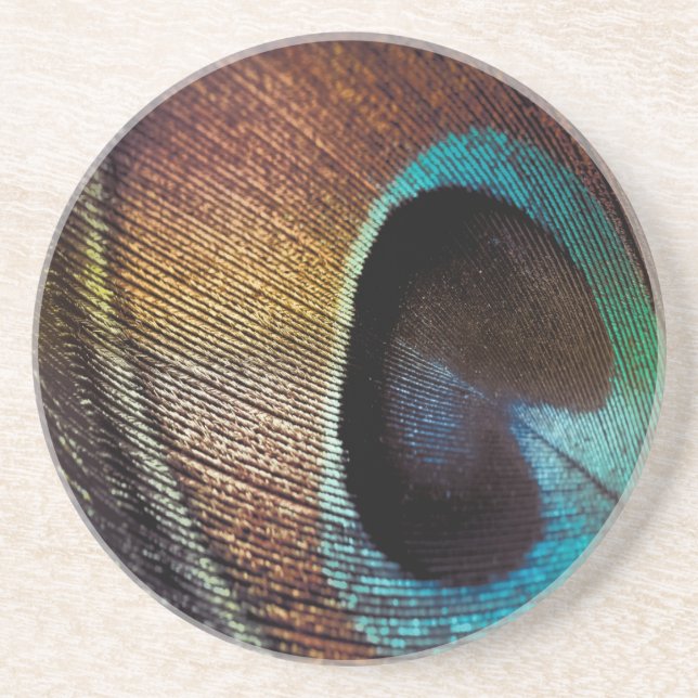 Antique Hues Peacock Feather Eye Coaster (Front)