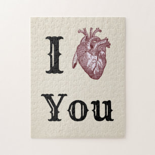 Antique I Heart You Jigsaw Puzzle
