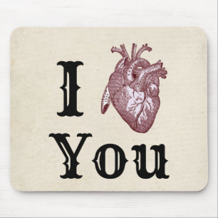Antique I Heart You Mouse Mat