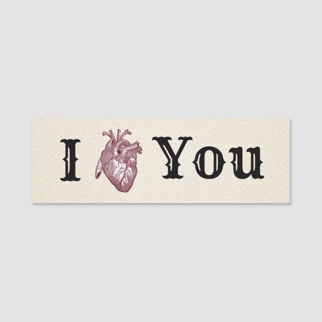 Antique I Heart You Name Tag (Front)