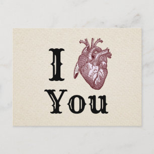 Antique I Heart You Postcard