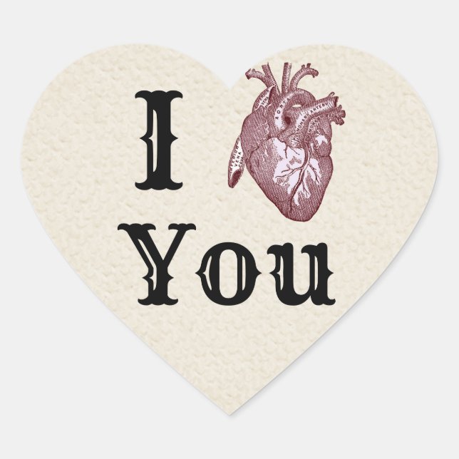 Antique I Heart You Sticker (Front)