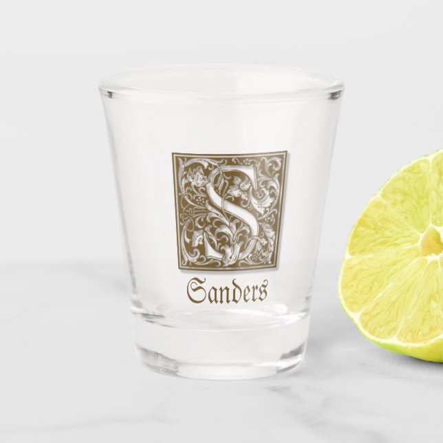 Antique Illustrated Letter S Shot Glass (Front)