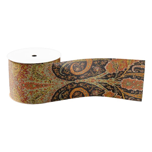 Antique Indian Boteh Pattern Grosgrain Ribbon (Spool)