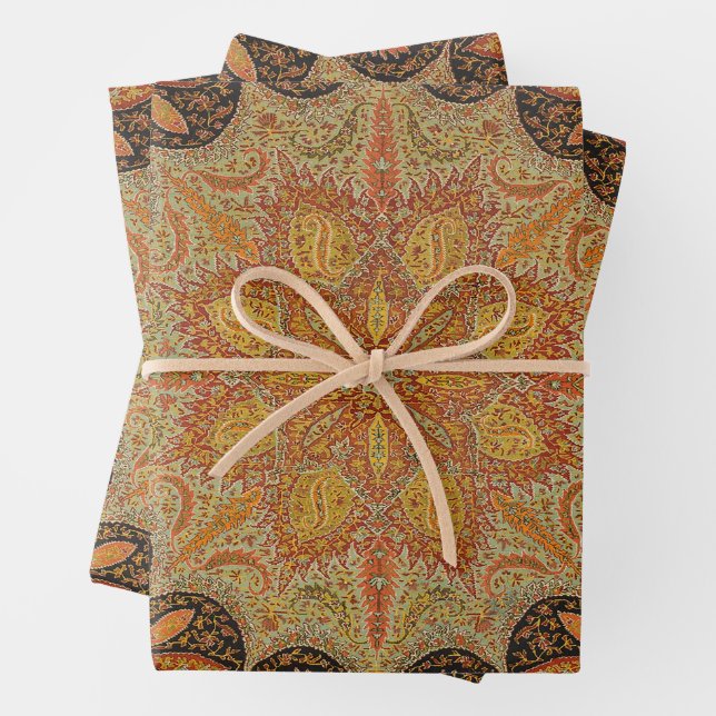 Antique Indian Boteh Pattern Wrapping Paper Sheet (In situ)