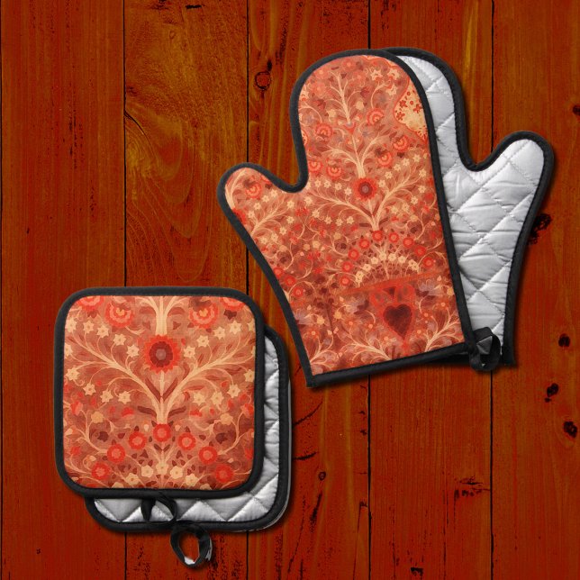 Antique  Indian  textile  design  Oven Mitt & Pot Holder Set (Creator Uploaded)