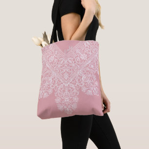 Antique Italian Lace Monogrammed Name Tote  Bag