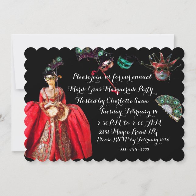 ANTIQUE ITALIAN PUPPETS MASQUERADE COSTUME PARTY INVITATION (Back)