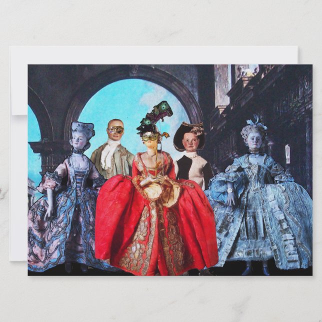 ANTIQUE ITALIAN PUPPETS MASQUERADE COSTUME PARTY INVITATION (Front)