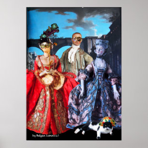 ANTIQUE ITALIAN PUPPETS MASQUERADE COSTUME PARTY POSTER