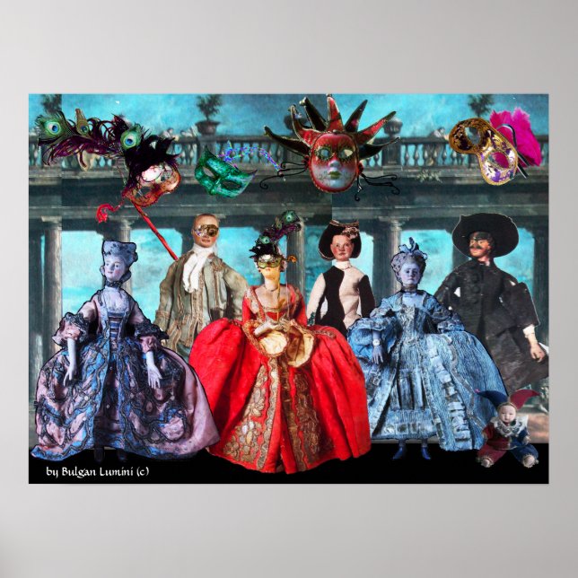 ANTIQUE ITALIAN PUPPETS MASQUERADE COSTUME PARTY POSTER (Front)