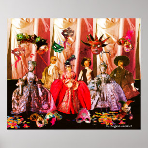 ANTIQUE ITALIAN PUPPETS MASQUERADE COSTUME PARTY POSTER