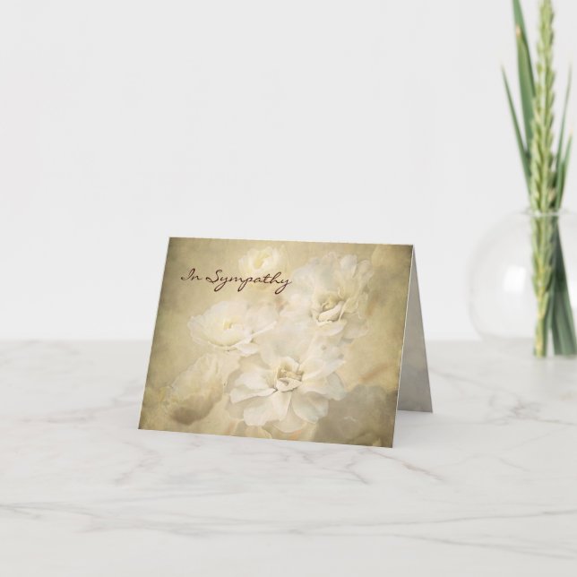 Antique Ivory Blossoms Condolence Sympathy Card (Front)
