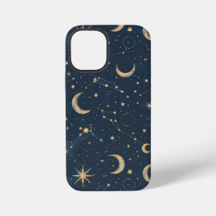 Antique Ivory Celestial Moon Star Map Navy iPhone 12 Mini Case