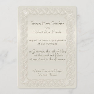 Antique Ivory Lace Florals Wedding Invitations