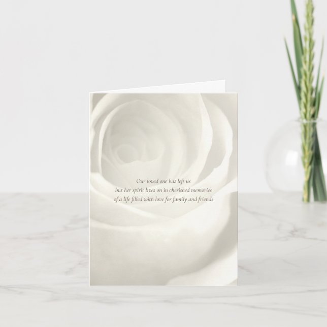 antique ivory rose funeral sympathy thank you card (Front)