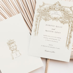 Antique Ivory Sepia Elegant Wedding Arch Invitation