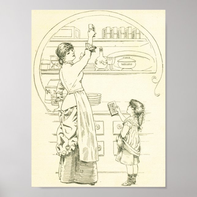 Antique Ivory soap ad —Victorian girl helping lady Poster (Front)