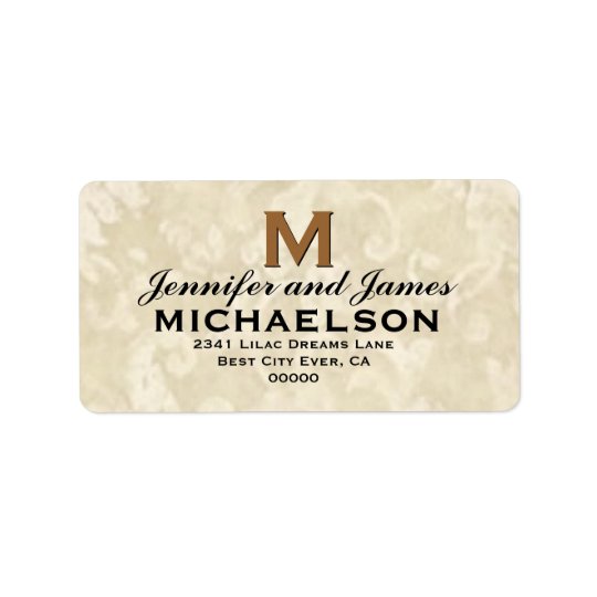 Antique Ivory Wedding Monogram M Personalised Address Label