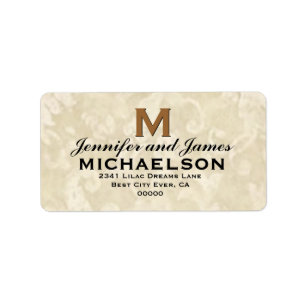Antique Ivory Wedding Monogram M Personalised Label