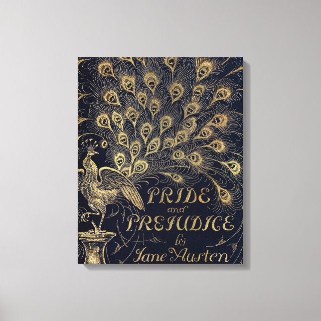 Antique Jane Austen Pride and Prejudice Peacock Canvas Print (Front)