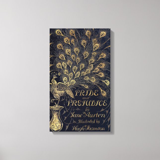 Antique Jane Austen Pride and Prejudice Peacock Canvas Print (Front)