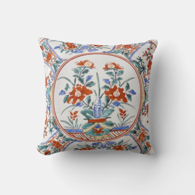 Antique Japan Arita Ware Kakiemon Reproduction Cushion (Front)
